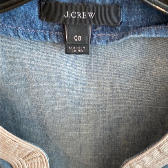 J Crew Denim Caftan Embroidered Tunic Size 00 - Picture 4 of 10